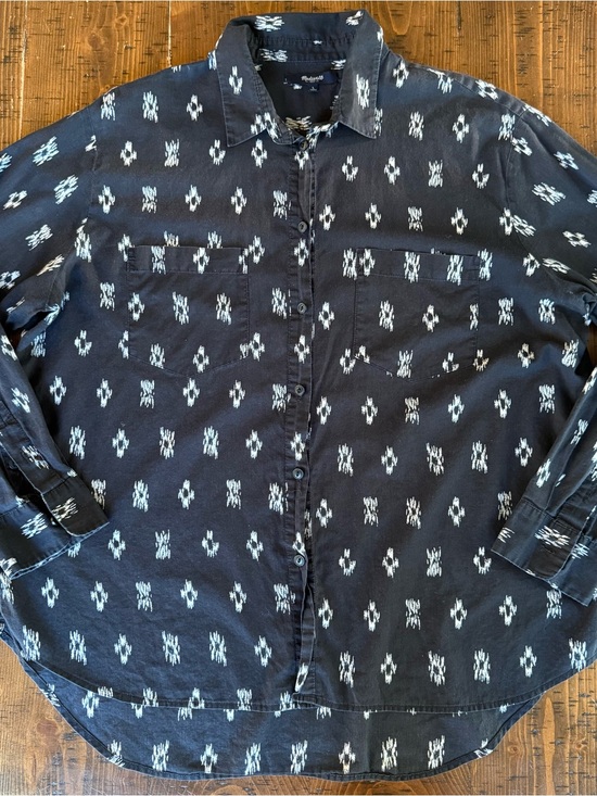 Madewell Tops - Madewell Button Down Top Black & White with Design Sz Medium EUC